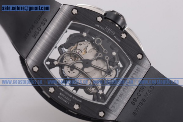 Richard Mille RM 055 Watch Perfect Replica PVD Skeleton Black Ceramic Bezel Black Rubber